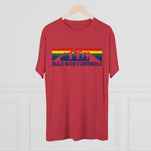 Load image into Gallery viewer, Mile High Cornhole - MHC - Rainbow Skyline - Men's Tri-Blend Crew Tee