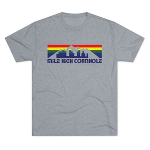 Mile High Cornhole - MHC - Rainbow Skyline - Men's Tri-Blend Crew Tee