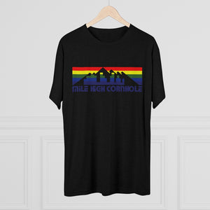 Mile High Cornhole - MHC - Rainbow Skyline - Men's Tri-Blend Crew Tee