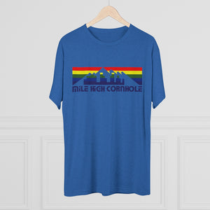 Mile High Cornhole - MHC - Rainbow Skyline - Men's Tri-Blend Crew Tee