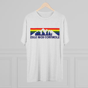 Mile High Cornhole - MHC - Rainbow Skyline - Men's Tri-Blend Crew Tee