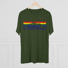 Load image into Gallery viewer, Mile High Cornhole - MHC - Rainbow Skyline - Men&#39;s Tri-Blend Crew Tee
