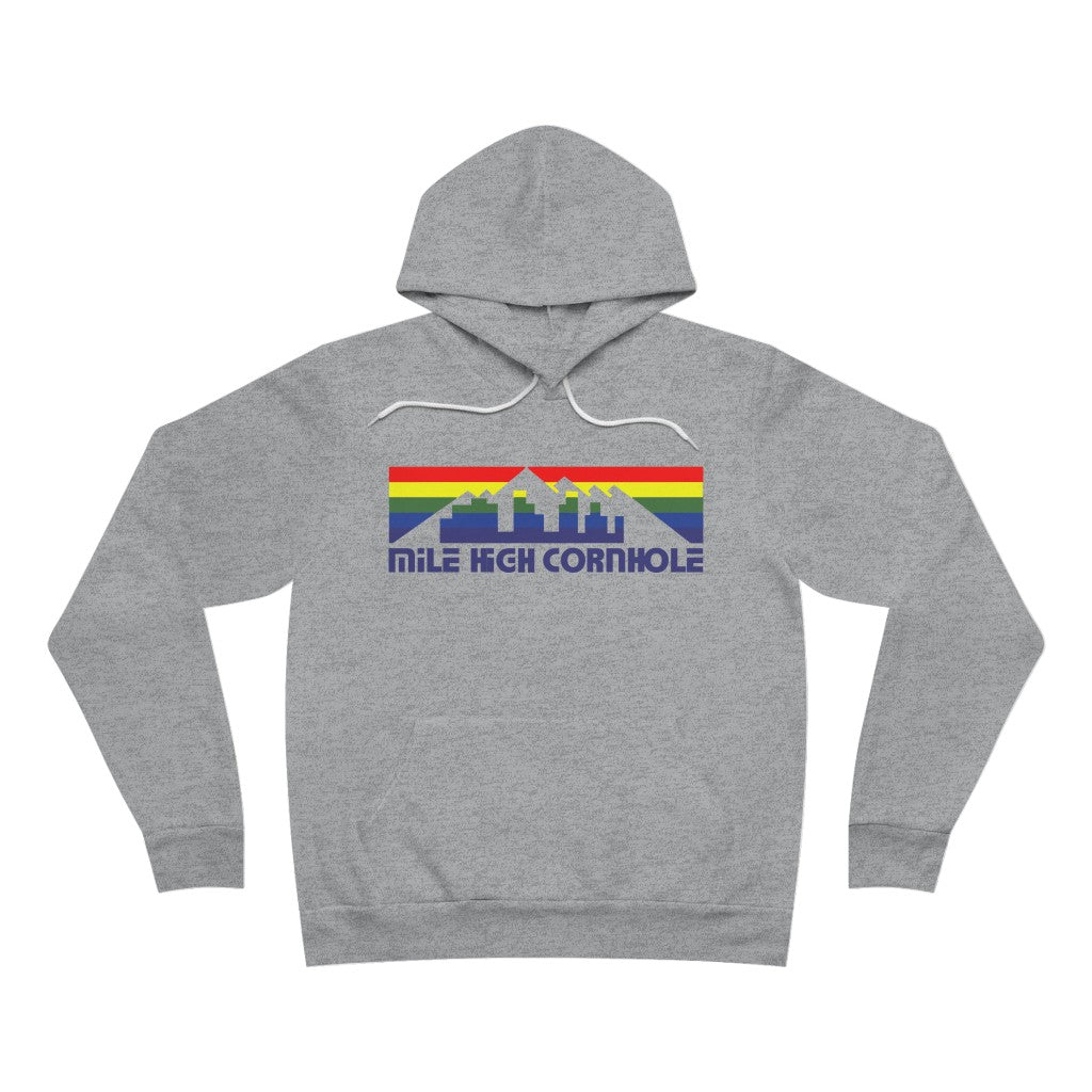 MHC - Mile High Cornhole Rainbow Skyline - Sponge Fleece Pullover Hoodie